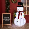 Angel Sar 4FT Pre-Lit Snowman Christmas Yard Decoration, Pull-Up Lighted Snowman with 100 White LEDs & Multi-Color String - 2 of 4