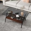 38.6" Coffee Table and 2 End Tables Set with Transparent Tempered Glass Tops, MDF Layers, Modern Living Room Tables with Durable Iron Legs - 2 of 4
