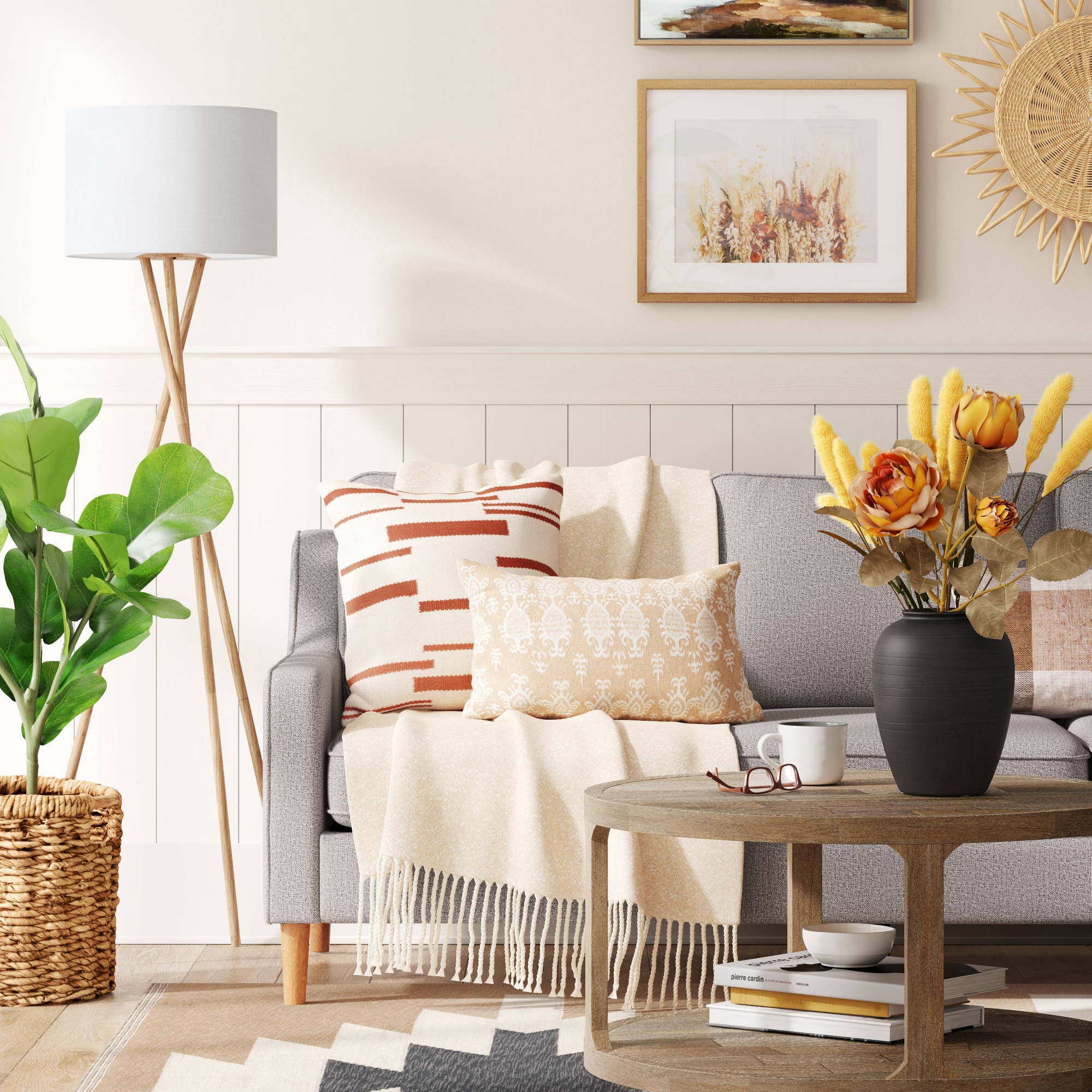 59"x18.5" Modern Tripod Floor Lamp Natural - Threshold™