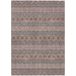 Orange Copper And Gray Floral Medallion Washable Indoor Outdoor Area Rug - 1 of 4