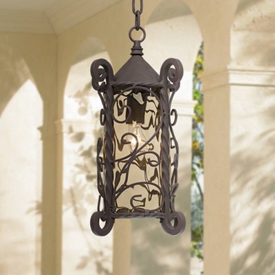 Seville Bronze Finish Outdoor Pendant Light with Champagne Glass