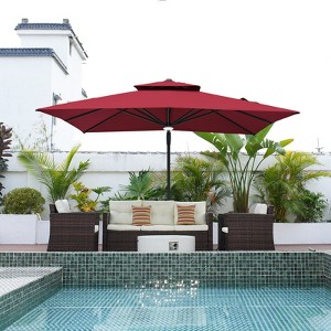 CASAINC 11 Ft Square LED Solar Cantilever Umbrella - 1 of 2