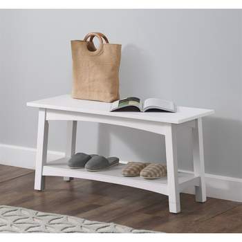 36" Middlebury Wood Entryway Bench White - Alaterre Furniture