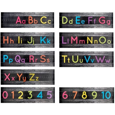 Alphabet Bulletin Set, Manuscript Alphabet Bulletin Board Posters, Classroom, Playroom Wall, Total 9 Posters Including Alphabets Numbers, 21x6"