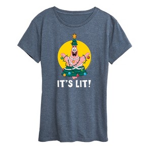 Women's - SpongeBob SquarePants - Patrick It's Lit Short Sleeve Graphic T-Shirt - 1 of 4