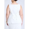 ELOQUII Women's Plus Size Square Neck Scoop Hem Linen Blend Vest - 20, Snow White - 3 of 4