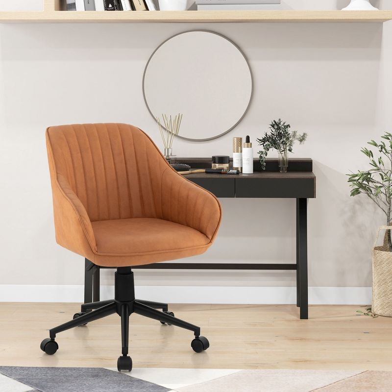 Costway PU Leather Home Office Arm Chair Adjustable Swivel Leisure Desk Chair, 4 of 11