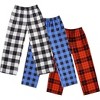 Ekouaer Boys Pajama 3 Pack Sleep Pants - Soft Elastic Waist Kids Plaid Lounge Bottoms With 2 Pockets - 2 of 4
