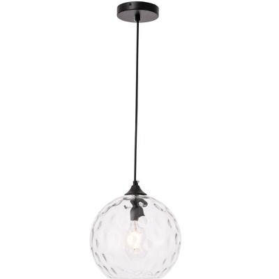 Elegant Lighting Cashel 1 light Black and Clear glass pendant