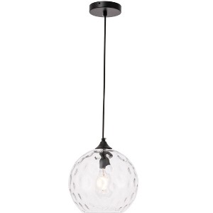 Elegant Lighting Cashel 1 light Black and Clear glass pendant - 1 of 4