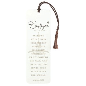 Dicksons Baptized Decorative Woodgrain Finish White 6 x 2 Paper and Tassel Tassel Cord Decoration Bookmark Pack of 12 - 1 of 2