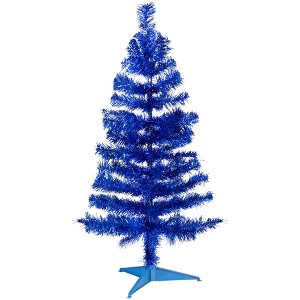 Northlight Artificial Tinsel Christmas Tree - 3' - Blue - Unlit - 1 of 4