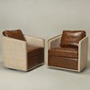 KINWELL 100% Top Grain Genuine Leather Swivel Armchair, Set of 2 - 3 of 4