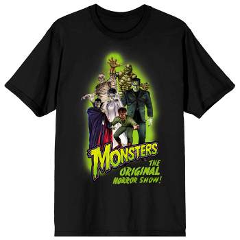 Universal Monsters Group Shot Crew Neck Short Sleeve Women's Black T-shirt
