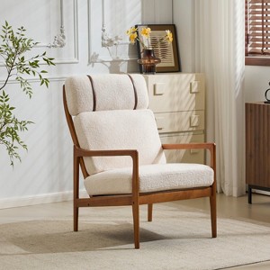 Hrinhom 25.8" W Mid Century Modern Accent Armchair with High Back - 1 of 4