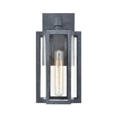 Aged Zinc Clear Glass Dimmable Outdoor Wall Sconce