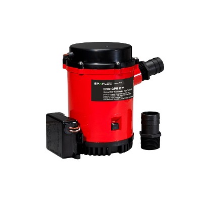 Johnson Pumps 02274-001 Heavy Duty Automatic Submersible Marine Boat Vessel 2200 GPH Bilge Pump and 12 Volt Ultima Switch, Red