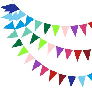 Unique Bargains 49ft Felt Fabric Triangle Bunting Garland Party Banner 1 Pcs - 1 of 4