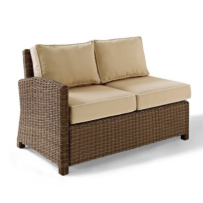 Bradenton Outdoor Wicker Sectional Left Side Loveseat - Sand - Crosley