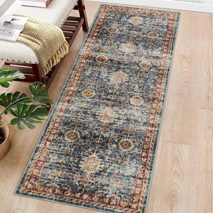 GustoWave Vintage Boho Various sizes Washbale Floor Cover Area Rug for Bedroom, Living Room, Dark Blue - 1 of 4