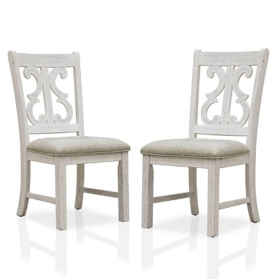 Lexin Padded Dining Side Chair Antique White/Dark Oak - miBasics