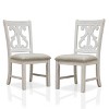 Lexin Padded Dining Side Chair Antique White/Dark Oak - miBasics: Distressed Cut-Out Backrest, Gray Upholstered, Wood Legs - 2 of 4