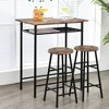 Costway 3 Pieces Bar Table Set Counter Height Dining Pub Table w/ 2 Stools - 3 of 4