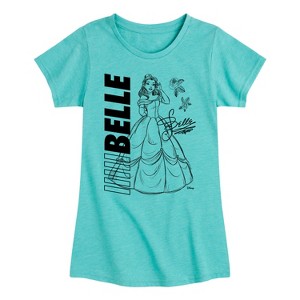 Girls' - Disney Princess - Belle Fitted Short Sleeve Graphic T-Shirt - 1 of 4