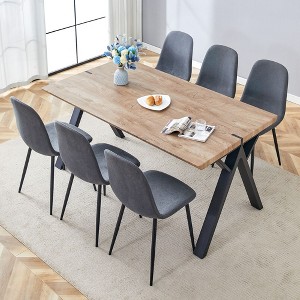 NicBex 5 PCS/7 PCS Dining Table Set,Wood Textured MDF Dining Table with A-Frame Legs,4/6 Round Corner Chairs for Kitchen/Dining Room - 1 of 4