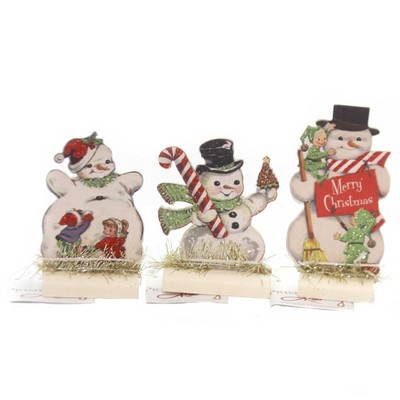 Christmas 4.75" Retro Snowman Stand Up Set Vintage  -  Decorative Figurines