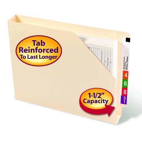 1 Pack 50 per Box Manila Letter Size 1 Expansion Smead File Jacket Reinforced Straight-Cut Tab 
