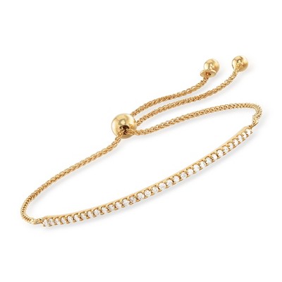Ross-Simons 0.50 ct. t.w. Diamond Curved Bar Bolo Bracelet in 18kt Gold Over Sterling Size