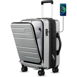 LUGGEX Carry On Luggage 22x14x9 Airline Approved, Expandable Polycarbonate Suitcase, Carry On 20 Inch, Silver Grey - 1 of 4