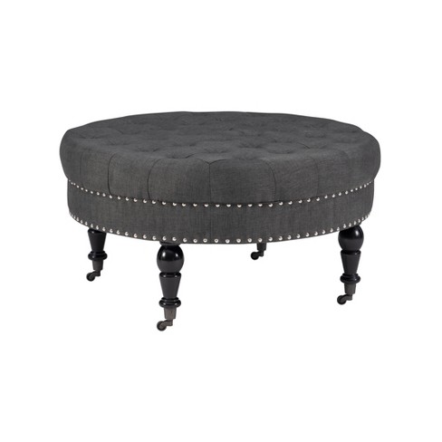 Cimarron Contemporary Round Ottoman With Rolling Casters