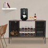 YIYIBYUS Wine Bar Cabinet with Power Outlets, Coffee Bar Cabinet for Liquor and Glasses, Brown - 3 of 4