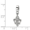 Black Bow Jewelry Sterling Silver and Clear Crystal Fleur De Lis Dangle Bead Charm - 3 of 4