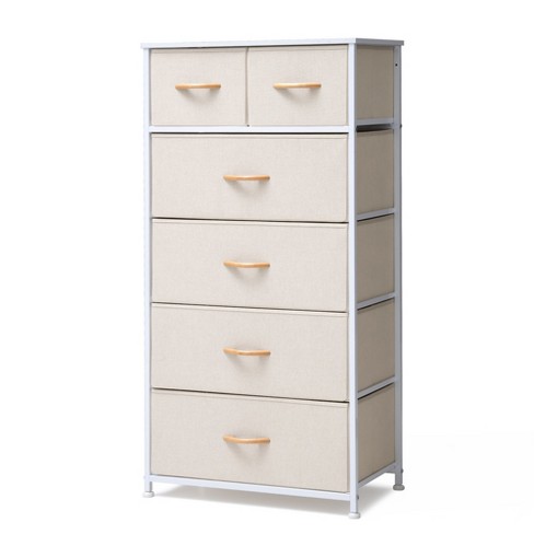 Pellebant 6-drawer Chest Vertical Dresser Storage Tower for Bedroom Steel Frame Wood Top - image 1 of 4