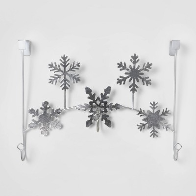 3-Hook Over the Door Snowflake Christmas Stocking Holder Silver - Wondershop™