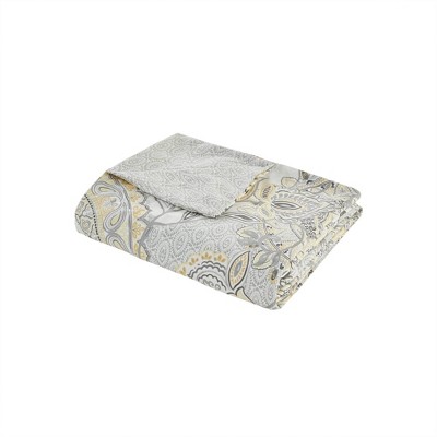 King/Cal King Yellow Cotton Floral Reversible Duvet Set