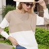 Anna-Kaci Women's Long Sleeve Color Block Pullover Top with Ribbed Crew Neck and Relaxed Fit - 3 of 4