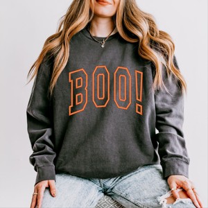 Simply Sage Market Embroidered Boo Arched Lightweight Garment Dyed Sweatshirt - 1 of 4
