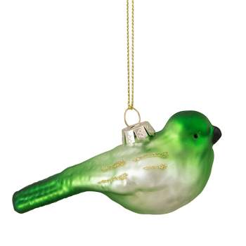 Northlight 4" Green and White Glass Bird Christmas Ornament