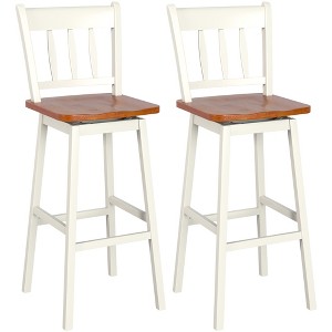 Costway Set of 2 Swivel Bar Stools 30.5'' Pub Height Dining Bar Chairs Cream - 1 of 4