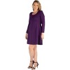24seven Comfort Apparel Long Sleeve Knee Length Plus Size Skater Dress - 2 of 4