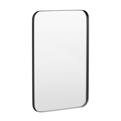 Tempered Glass Rounded Rectangle Framed Wall-Mounted Bathroom Vanity Mirror