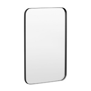 Tempered Glass Rounded Rectangle Framed Wall-Mounted Bathroom Vanity Mirror - 1 of 1
