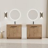 Vynxaria 84 in. Double Freestanding Glossy White Imitation Oak Plywood Bath Vanity with White Ceramic Top KD-PACKING Ready to Assemble - 4 of 4