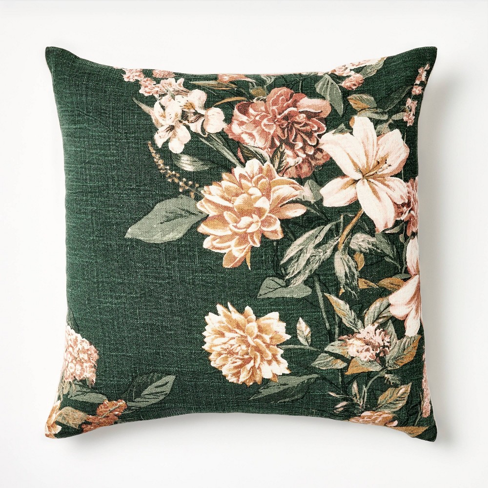 Oversize Printed Floral Square Throw Pillow Moss/Clay Pink/Cream - Threshold™ designed with Studio McGee 6 pack of case