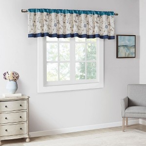Embroidered Window Valance Blue 50x18" - 1 of 4
