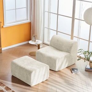 KWPZQEB Lazy Chair with Ottoman, Modern Accent Lounge Chair, Reading Sofa Chairs with Footrest, Foam Compression Sofa for Living Room, Bedroom - 1 of 4